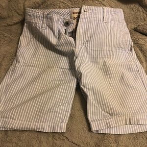 Express blue and white vertical striped shorts